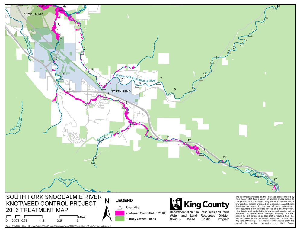 Map of the South Fork Snoqualmie River Knotweed Control Project