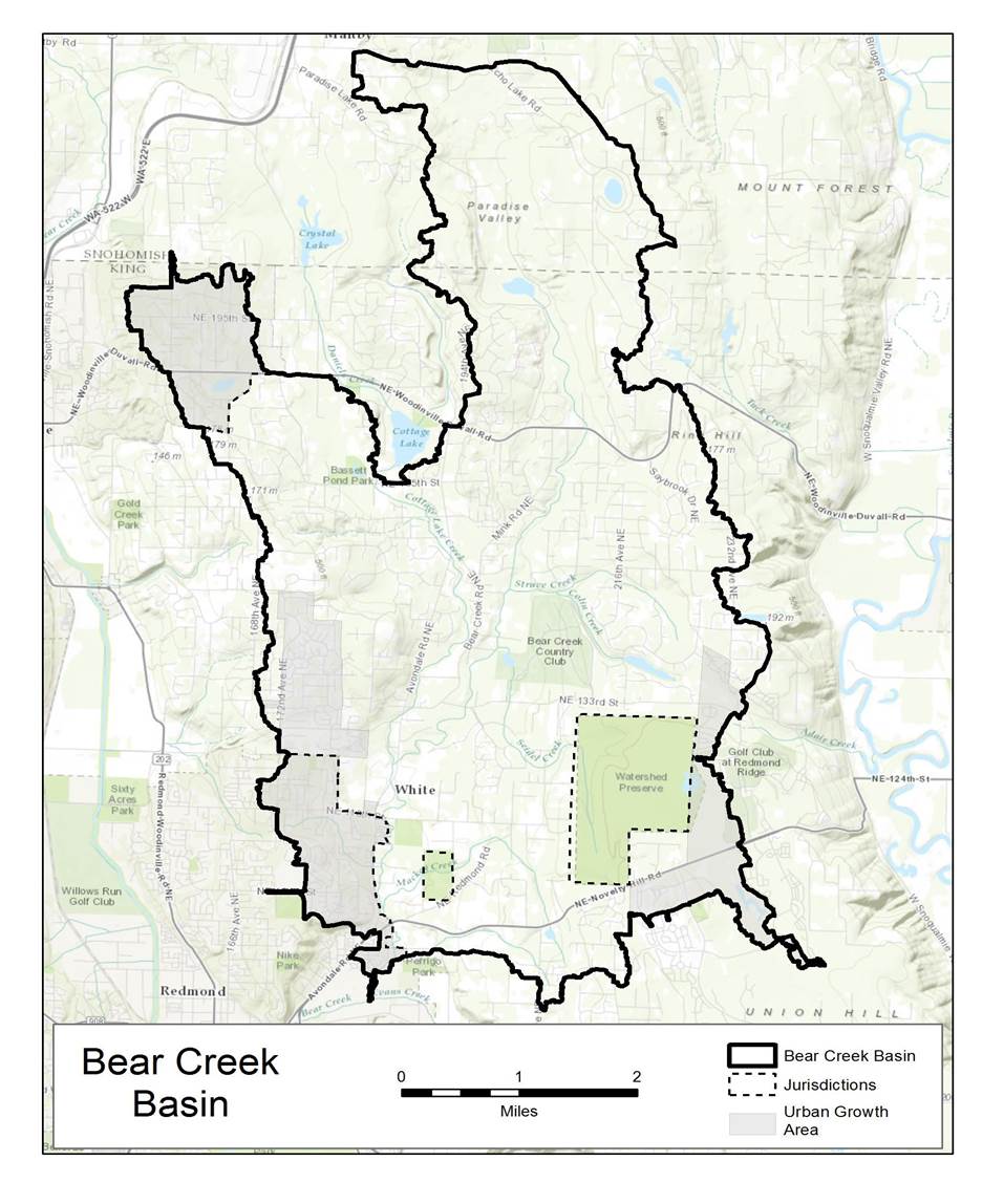 Study area map: Bear Creek watershed stormwater plan