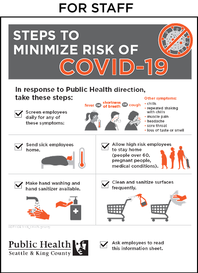 Minimize risk of COVID-19 posters - King County