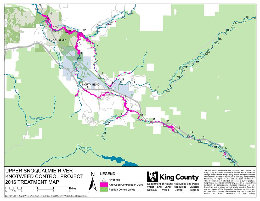 Map of the Upper Snoqualmie River Knotweed Control Project