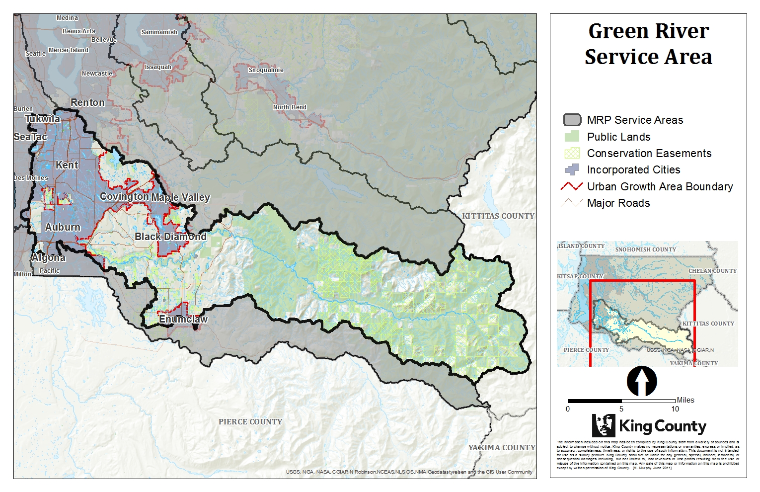Map of Green River Service Area for King County Mitigation Reserves Program