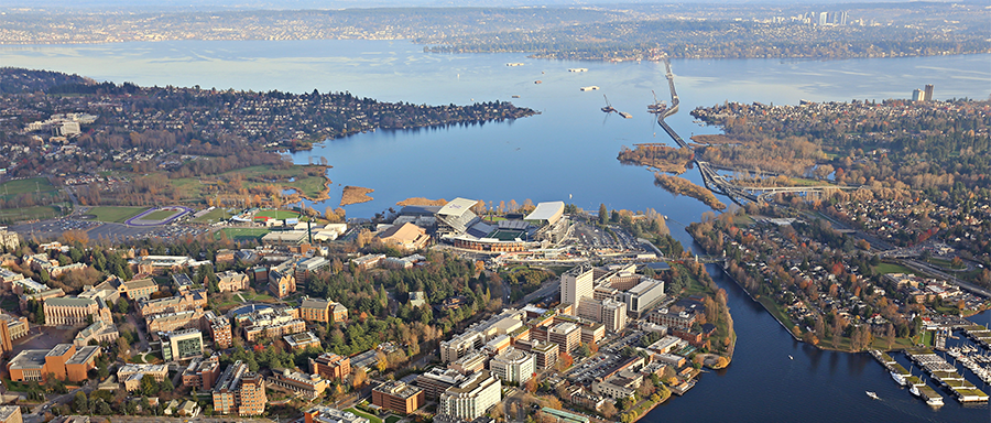 Panorama of University of Washigton, Lake Washington and Montlake Cut